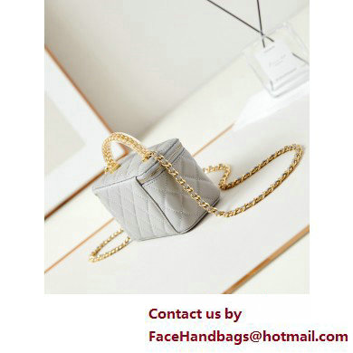 Chanel Lambskin, Resin  &  Gold-Tone Metal Clutch with Chain Bag AP3820 Light Gray 2025